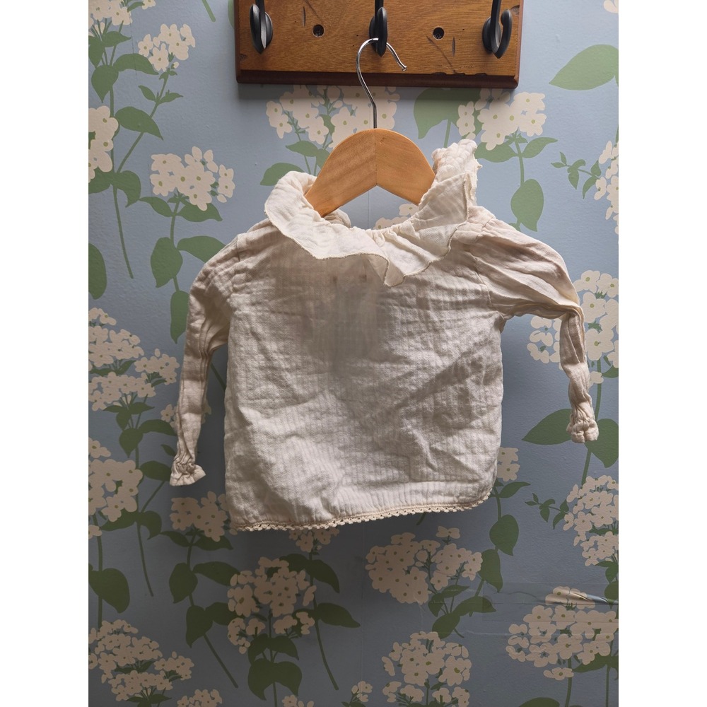 Buho Barcelona Baby Organic Cotton Gauze Ruffle Collar Blouse Cream 6M